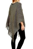  Camel/black Fringed Poncho