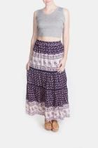  Pink Patterned Maxi Skirt