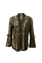  Ashton Snake Print V-neck Bell Slv Top