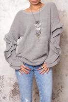  Staple Grey Ruffled Top
