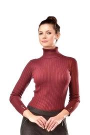  Red Ribbed Turtleneck