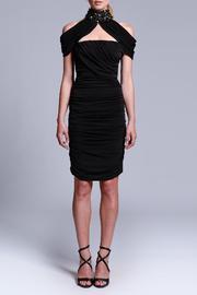 Black Mini Draped Dress