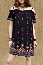  Embroidered Shoulder Dress