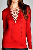  Lace-up Deep-v Top