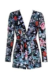  Floral Velvet Playsuit