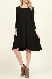  3/4 Sleeve Solid-pocket-dress