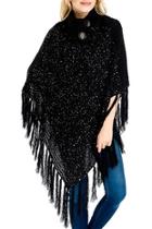  Turtleneck Styled Sequins-poncho
