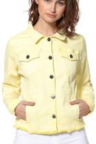  Yellow Frayed Hem Denim Jacket