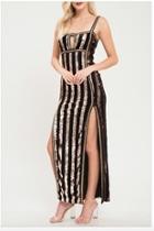  Sequin Striped Gown
