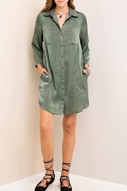  Pewter Satin Shirtdress