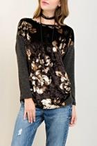  Floral Crushed-velvet Top