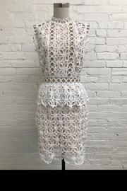 Eyelet Peplum Dress
