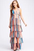  Chiffon Stripe Maxi-dress