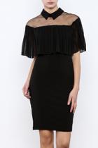  Pleated Overlay Bodycon Dress