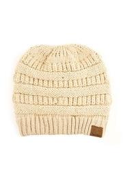  Messy-bun Solid Beanie