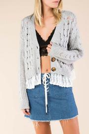  Open Weave Lace Seam Cardi