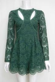 Forest-green Floral-embroidered Romper