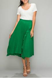  Pleated Ruffle Midi Skirt