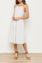  Striped Midi Dress With Front Crochet Inset