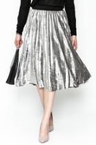  Velvety Pleats Midi Skirt