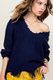  Frayed Vneck Sweater