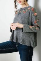  Floral Flared Sweater