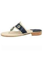  Navy Leather Flat