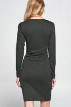  Ruched Long Sleeve Dress