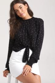  Long Sleeved Smocked Tie Front Top