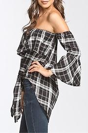  Off-shoulder Plaid Top