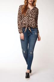  Button Down Cheetah Blouse W Tie Bottom