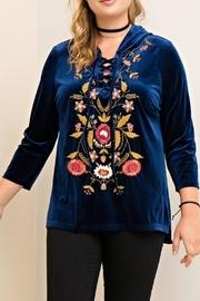  Blue Embroidered Hoodie