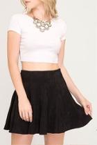  Faux Suede Flare-skirt