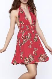  Red Floral Sleeveless Dress