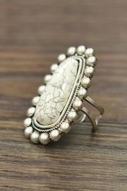  Natural-white-turquoise Adjustable Ring