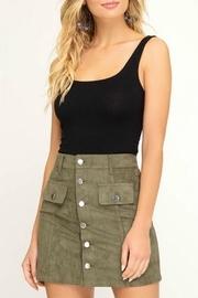  Button Suede Skirt
