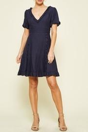  Navy Linen Ruffle-dress