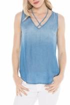  Denim V Neck Top