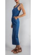  Retro-denim Raw-hem Jumpsuit