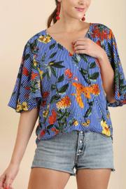  Striped Floral Print Top