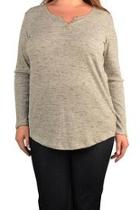  Plus-sized Gray Long-sleeved-tee