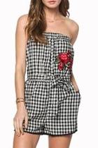  Embroidered Print Romper