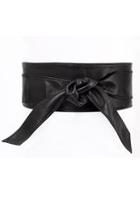  Black Leather Obi Wrap Belt