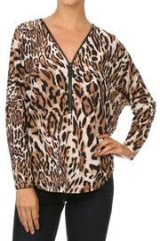  Leopard Zipper Top