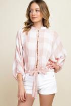 Buffalo Check Button Up Blouse Top