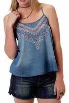  Denim Embroidered Tank Top