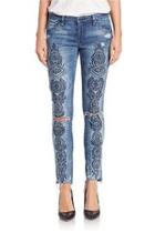 Embroidered Distressed Jeans