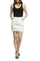  Pinstripe Mini Skirt W Exposed Zipper