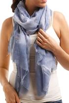  Blue Embroidered Scarf