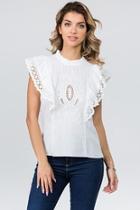  Embroidered Frill Top
